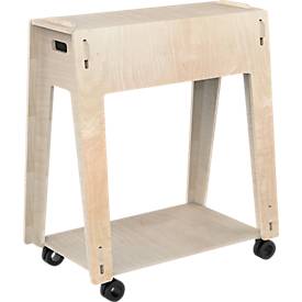 PLAYROOM Whiteboard-Stativ mit Rollen PLAYBOARD Donkey Jr., FSC®-zertifiziertes Birkensperrholz, naturbraun, B 690 x T 410 x H 795 mm