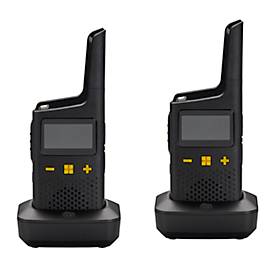 PMR-Funkgeräteset Motorola XT185, 2-teilig, lizenzfrei, 2-Wege-Kommunikation, 16 Kanäle, bis 8 km, bis 24 h, IP54, inkl. Zubehör, schwarz-gelb