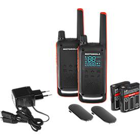PMR two-way radio set Motorola TALKABOUT T82, 2 piece, license free, IPx2, 10 km, 16 channels, black/orange