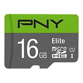 PNY Elite - Flash-Speicherkarte (microSDHC/SD-Adapter inbegriffen) - 16 GB - UHS-I U1 / Class10 - microSDHC UHS-I