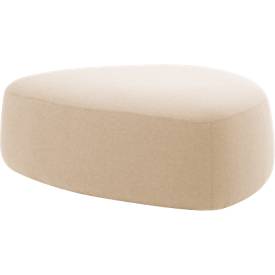 Polstermöbel Leyform GOGO Pouf, groß, oval, B 1240 x T 1090 x H 440 mm, mit Gleitern, Stoffbezug, beige