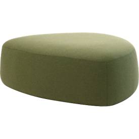 Polstermöbel Leyform GOGO Pouf, groß, oval, B 1240 x T 1090 x H 440 mm, mit Gleitern, Stoffbezug, moosgrün