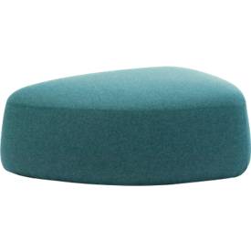 Polstermöbel Leyform GOGO Pouf, groß, oval, B 1240 x T 1090 x H 440 mm, mit Gleitern, Stoffbezug, petrol
