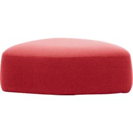 Polstermöbel Leyform GOGO Pouf, groß, oval, B 1240 x T 1090 x H 440 mm, mit Gleitern, Stoffbezug, rot