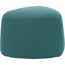 Polstermöbel Leyform GOGO Pouf, klein, oval, B 550 x T 515 x H 440 mm, mit Gleitern, Stoffbezug, petrol