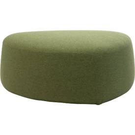Polstermöbel Leyform GOGO Pouf, mittel, oval, B 980 x T 910 x H 390 mm, mit Gleitern, Stoffbezug, moosgrün