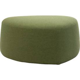 Polstermöbel Leyform GOGO Pouf, mittel, oval, B 980 x T 910 x H 440 mm, mit Gleitern, Stoffbezug, moosgrün