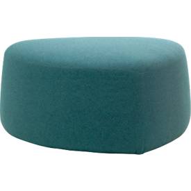 Polstermöbel Leyform GOGO Pouf, mittel, oval, B 980 x T 910 x H 440 mm, mit Gleitern, Stoffbezug, petrol