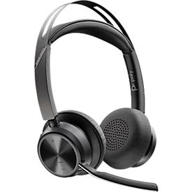 Poly On-Ear-Headset Voyager Focus 2, Bluetooth, USB-A/USB-C Adapter, Noise Canceling Mikrofon, mit Ladestation