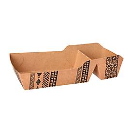 Pommesbox Papstar Maori, Einweg, 2 Fächer, mittel, L 185 x B 100 x H 36 mm, 100 % biologisch abbaubar & FSC®-zertifizier