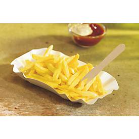 Pommesgabeln Papstar Pure, Einweg, L 85 mm, splitterfrei, 100 % biologisch abbaubar, FSC®-zertifiziertes Birkenholz, hellbraun, 1000 Stück