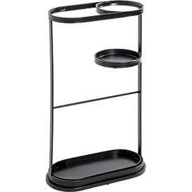 Porte-parapluies HAKU, avec égouttoirs en métal, L 370 x P 180 x H 600 mm, tube acier, noir