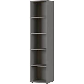 Porto archiefplank, 4 legborden, 5 OH, B 450 x D 400 x H 1970 mm, grafiet