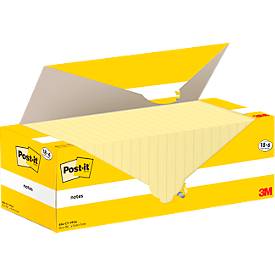 Post-it® Haftnotizen Notes 654-CY-VP24, B 76 x T 76 mm, PEFC®-Papier, gelb, 18 + 6 Blöcke gratis, 100 Blatt/Block
