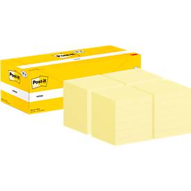 Post-it® Haftnotizen Notes 654-CY-VP24, B 76 x T 76 mm, PEFC®-Papier, gelb, 18 + 6 Blöcke gratis, 100 Blatt/Block