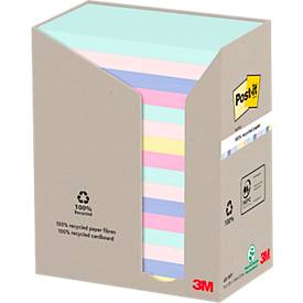 Post-it® Haftnotizen Recycling Notes 655-1RPT, B 127 x T 76 mm, PEFC®-Papier, farbig, 16 Blöcke, 100 Blatt/Block