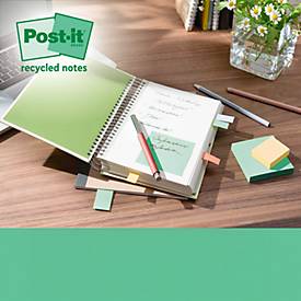 Post-it® Haftnotizen Recycling Notes 655-1RPT, B 127 x T 76 mm, PEFC®-Papier, farbig, 16 Blöcke, 100 Blatt/Block