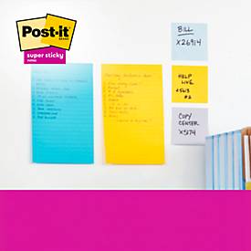 Post-it® Haftnotizen Super Sticky Meeting Notes 8645-6SS-EU, B 203 x T 152 mm, PEFC®-Papier, farbig, 6 Blöcke, 45 Blatt/Block