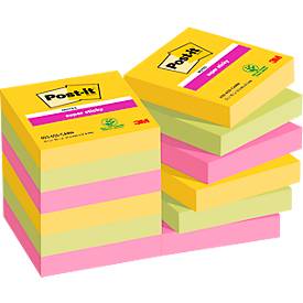 POST-IT Haftnotizen Super Sticky Notes Carnival 622-6SS-CARN, 48 x 48 mm, wiederablösbar, cellophanfrei verpackt, farbig