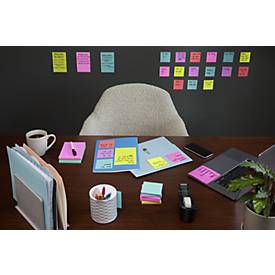 POST-IT Haftnotizen Super Sticky Notes Cosmic 622-12SS-COS, 48 x 48 mm, wiederablösbar, cellophanfrei verpackt, farbig, 12 x 90 Blatt