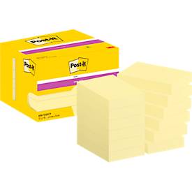 Post-It® Haftnotizen Super Sticky Notes, gelb, 47,6 x 73 mm, 90 Blatt/Block, 12 Blöcke, in Kartonverpackung