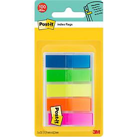 Post-it® Index Haftstreifen 683HF5, ablösbar, B 11,9 x T 43,2 mm, farbig, 1 Spender mit 5 Blöcken, 100 Haftstreifen/Block