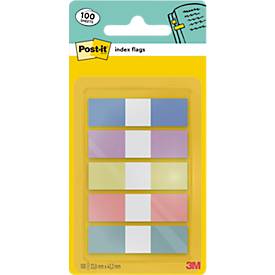 Post-it Indexstreifen Mini 683-5PASTEL Pastellmix, 11,9x43,2 mm, transparentes Feld, beschreibbar, rückstandsfrei ablösbar, Spender, 100 Streifen