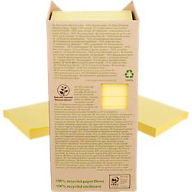 Post-it® Recycling Notes 654-1T, B 76 x H 76 mm, 100 % Recycling-Papier, gelb, 16 Blöcke á 100 Blatt