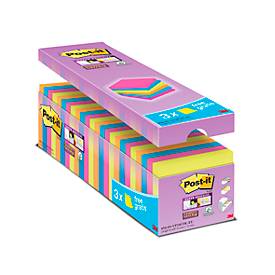 Post-it® Super Sticky Notes 654SE24P Sparpaket, 76 x 76 mm, 24 x 90 Blatt, farbsortiert, blanko