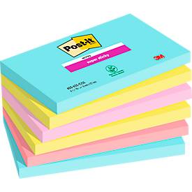 Post-it® Super Sticky Notes Cosmic 655-6SS-COS, 127 x 76 mm, farbig, 6 Blöcke á 90 Blatt