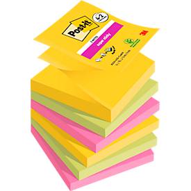 Post-it Super Sticky Z-Notes R330-SSCARN-P4+2, Carnival-Farben, 76x76 mm, Einhand-Entnahme, extra stark haftend, 100% Recyclingpapier, PEFC