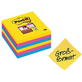 Post-it® Super Sticky Notes 675-S6R Rio de Janeiro, 101 x 101 mm, 6 x 90 Blatt, liniert, bunt