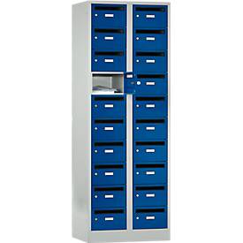 Postverteilerschrank, mit Einwurfschlitz, 2 Abteile, Sicherheitszylinderschloss, enzianblau