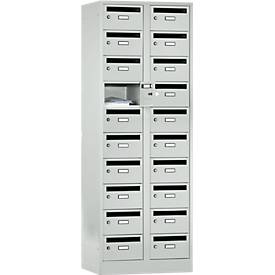 Postverteilerschrank, mit Einwurfschlitz, 2 Abteile, Sicherheitszylinderschloss, lichtgrau