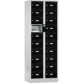 Postverteilerschrank, mit Einwurfschlitz, 2 Abteile, Sicherheitszylinderschloss, tiefschwarz
