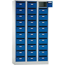 Postverteilerschrank, mit Einwurfschlitz, 3 Abteile, Sicherheitszylinderschloss, enzianblau