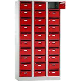 Postverteilerschrank, mit Einwurfschlitz, 3 Abteile, Sicherheitszylinderschloss, feuerrot