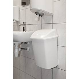 Poubelle murale à couvercle basculant, 15 litres, L 235 x l. 300 x H 405 mm, blanc