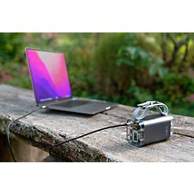 Powerbank Ansmann PB4100, Akkukapazität 40000 mAh, 2 x USB-A und 2 x USB-C, als Taschenlampe verwendbar, TFT-LCD Display, IP67, Aluminium, silber