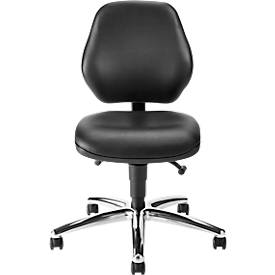 Praxisdrehstuhl bimos, mit Rollen, für Labore & hygienekritische Bereiche, höhenverstellbar, B 460 x T 440 x H 470-610 mm, Kunstleder, schwarz