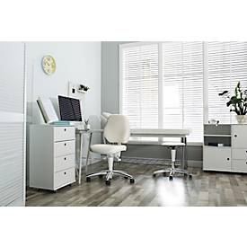 Praxisdrehstuhl bimos, mit Rollen, für Labore & hygienekritische Bereiche, höhenverstellbar, B 460 x T 440 x H 470-610 mm, Kunstleder, vers. Farben
