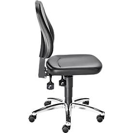 Praxisdrehstuhl bimos, mit Rollen, für Labore & hygienekritische Bereiche, höhenverstellbar, B 460 x T 470 x H 440-620 mm, Kunstleder, schwarz