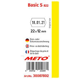 Preisauszeichner METO® Basic S 822, 1-zeilig, 8-stellig, für Etiketten mit Format B 22 x H 12 mm, inkl. Tintenrolle und Etikettenrolle