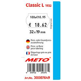Preisauszeichner METO® Classic L 1932, 2-zeilig, 19-stellig, für Etiketten mit Format B 32 x H 19 mm, inkl. Tintenrolle und Etikettenrolle