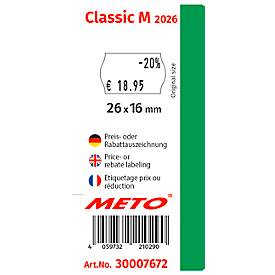 Preisauszeichner METO® Classic M 2026, 2-zeilig, 20-stellig, für Etiketten mit Format B 26 x H 16 mm, inkl. Tintenrolle und Etikettenrolle