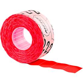 Preisetiketten METO®, für 1-zeilige Preisauszeichner, permanenthaftend, Wellenrand, B 22 x H 12 mm, FSC®-Papier, rot, 6 Rollen mit 1000 Stück