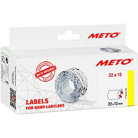 Preisetiketten METO®, für 1-zeilige Preisauszeichner, permanenthaftend, Wellenrand, B 22 x H 12 mm, FSC®-Papier, weiß, 6 Rollen mit 1000 Stück