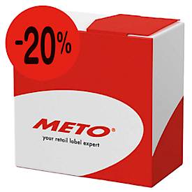 Preisetiketten METO®, für die händische Preisauszeichnung, Aufdruck „-20 %“, permanenthaftend, rund, Ø 40 mm, FSC®-Papier, rot, 1 Rolle mit 1000 Stück
