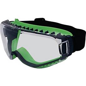 PRO FIT Vollsichtbrille T-Spex 8114, EN 166/170, Rahmen schwarz/grün, klare Polycarbonatscheibe, beschlagfrei