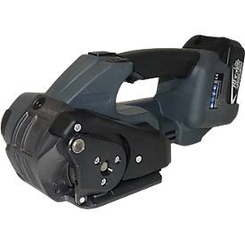 Profi-Umreifungsset, mit Abrollwagen Premium X, Akku-Umreifungsgerät BW-04 & KU Polyesterband, L 1200 m x B 18,5 mm, Stärke 0,85 mm, geprägt, grün